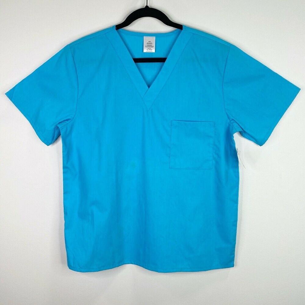 Walmart Solid Blue Scrub Top Shirt Size Small S